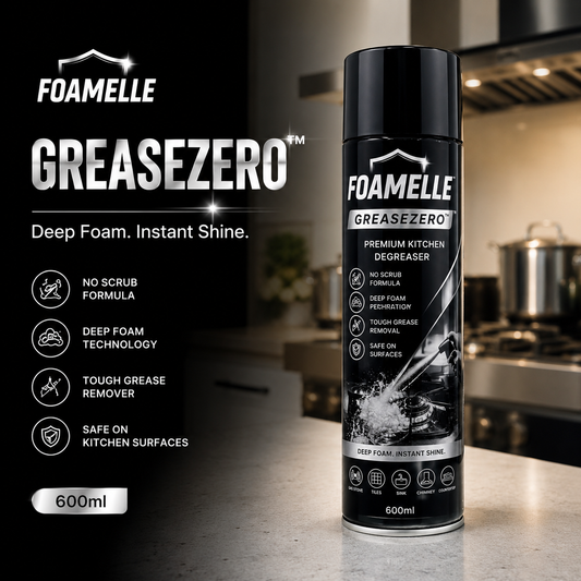 India's #1 FOAMELLE PURO-FOAM GREASE-ZERO™  "Deep Foam. Instant Shine." 🥇