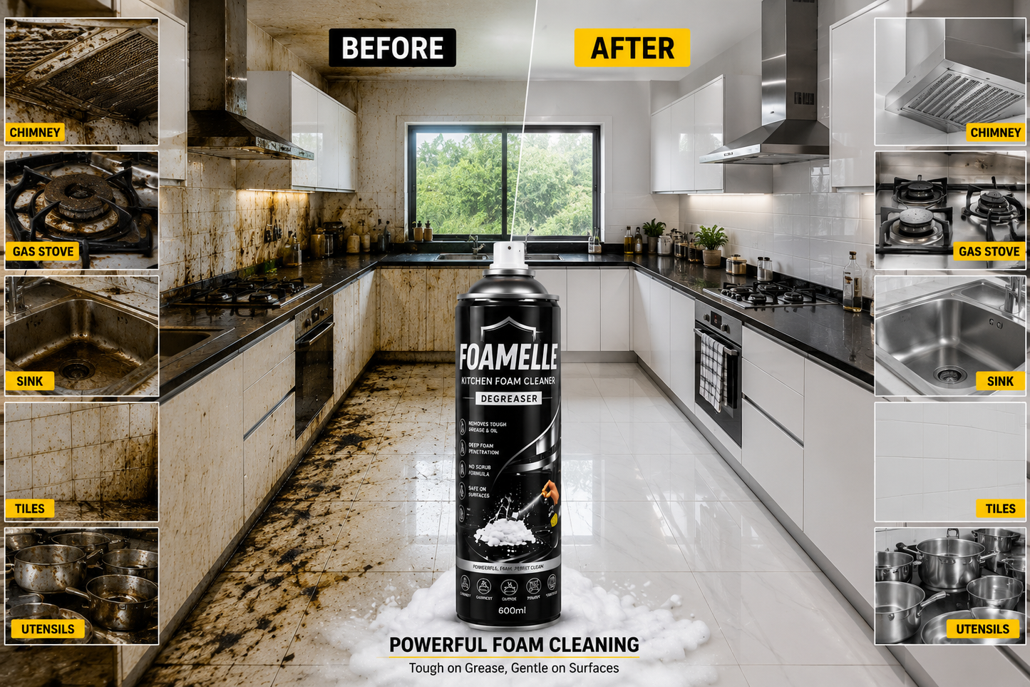 India's #1 FOAMELLE PURO-FOAM GREASE-ZERO™  "Deep Foam. Instant Shine." 🥇