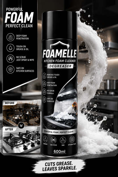 India's #1 FOAMELLE PURO-FOAM GREASE-ZERO™  "Deep Foam. Instant Shine." 🥇
