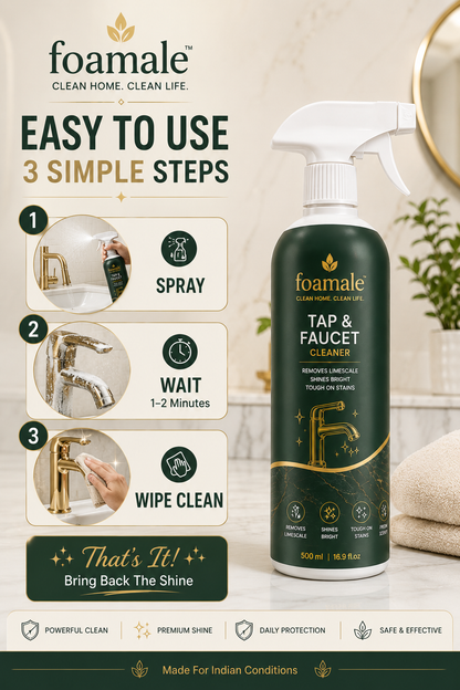 Foamale™ Ultra-Shine Tap & Faucet Spray |Ultimate Metal & Faucet Shine Limescale Remover (500ml)