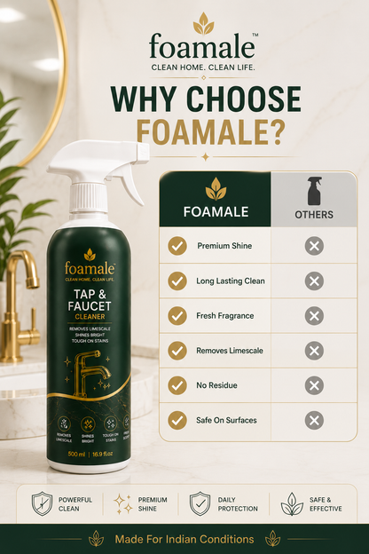 Foamale™ Ultra-Shine Tap & Faucet Spray |Ultimate Metal & Faucet Shine Limescale Remover (500ml)