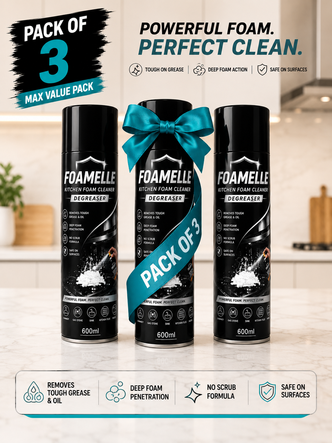 India's #1 FOAMELLE PURO-FOAM GREASE-ZERO™  "Deep Foam. Instant Shine." 🥇