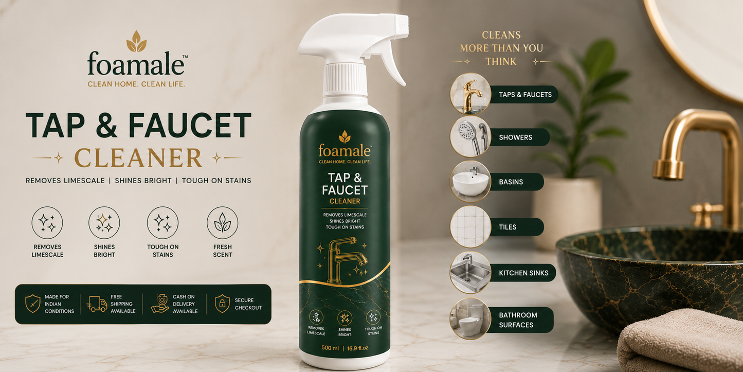 Foamale™ Ultra-Shine Tap & Faucet Spray |Ultimate Metal & Faucet Shine Limescale Remover (500ml)